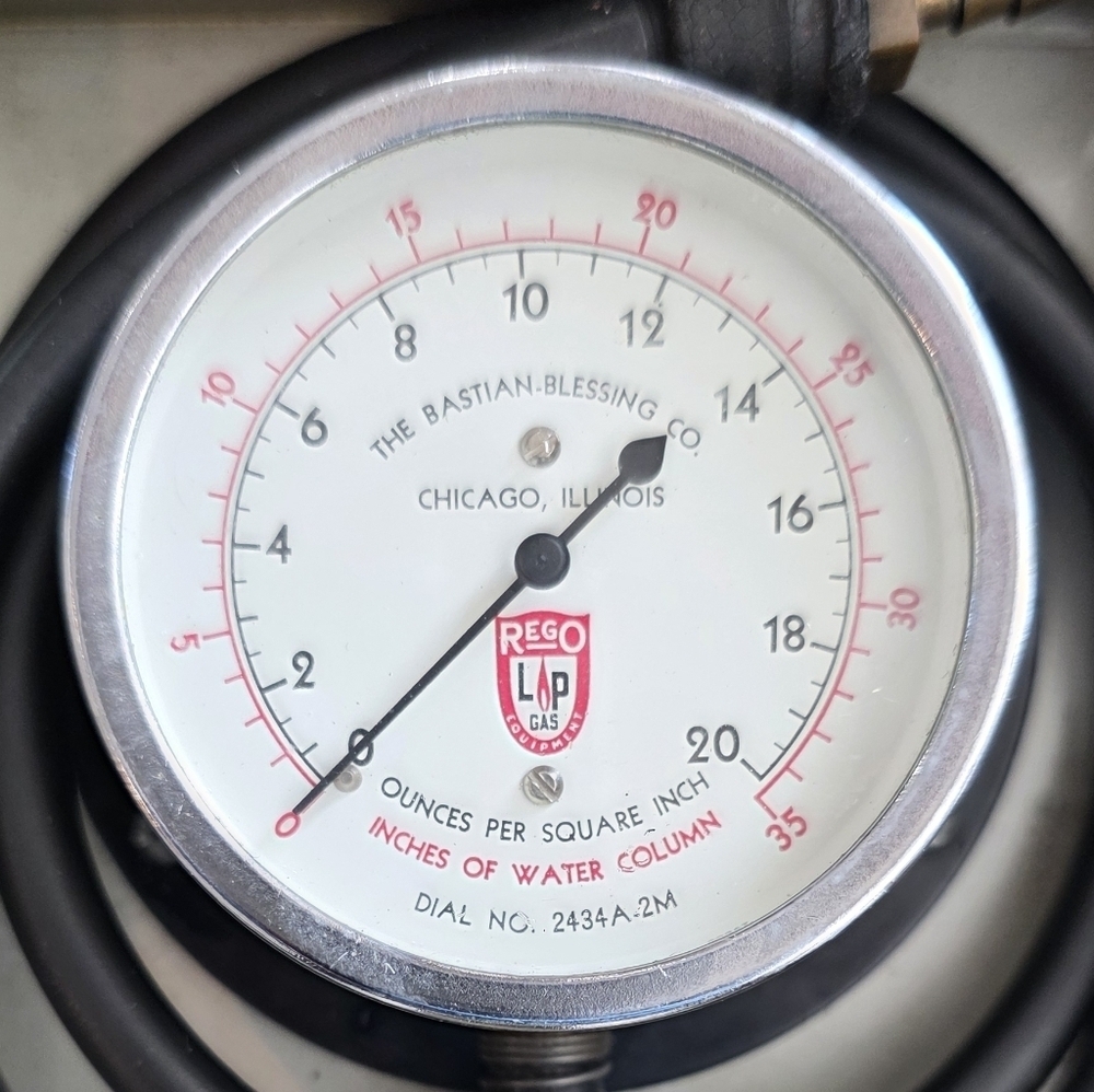 Rego 2434A Low Pressure LP Gas Propane Test Gauge Set Bastian Blessing Vintage